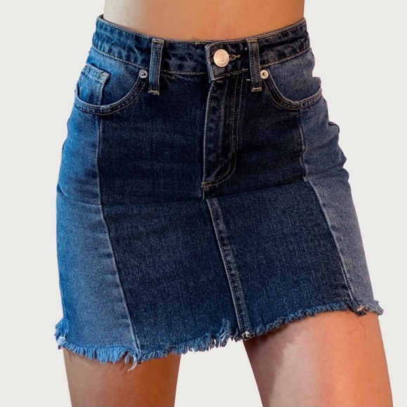 Urban Outfitters Dresses & Skirts - BDG Urban Outfitters Womens Patch Quilt Denim Skirt Raw Hem Distressed Mini